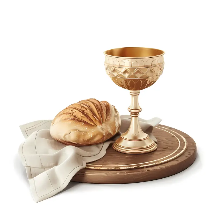 Golden Chalice and Bread for Communion