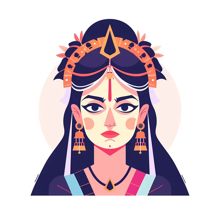 Serious Woman Portrait with Traditional Jewelry
