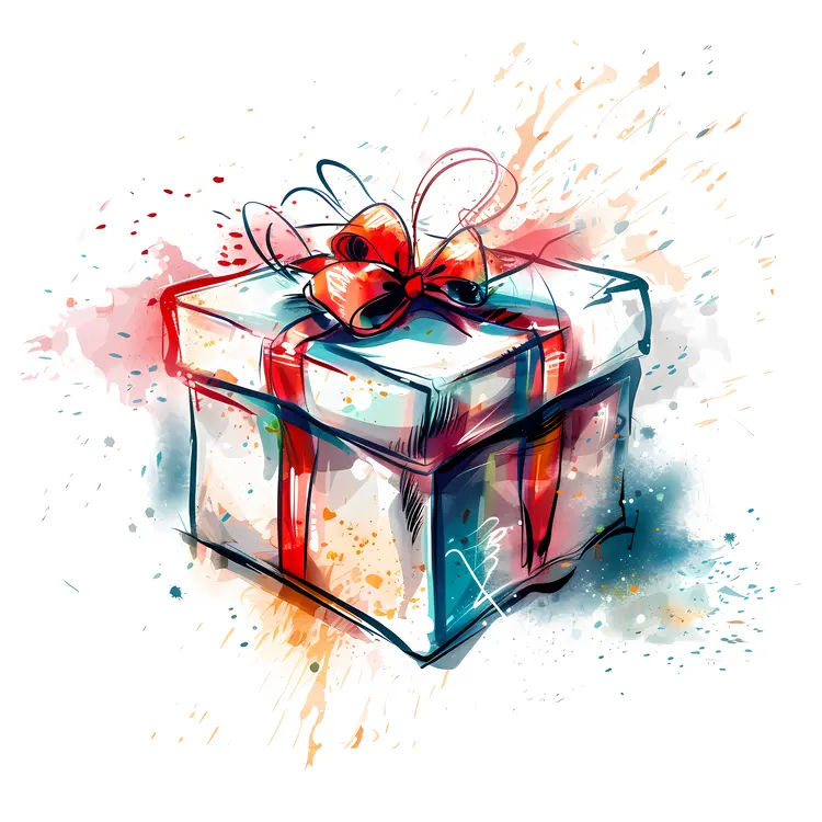 Colorful Gift Box with Ribbon