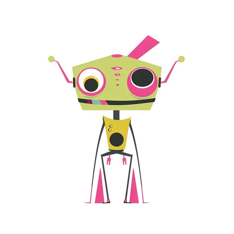 Cute Green Cartoon Robot