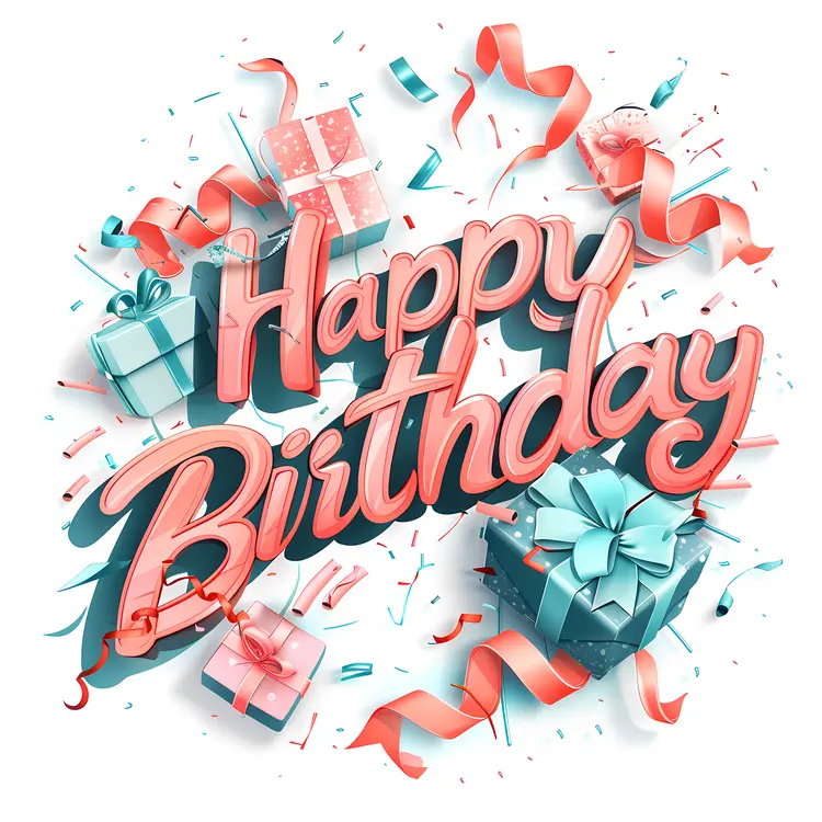 Happy Birthday with Gifts and Ribbons