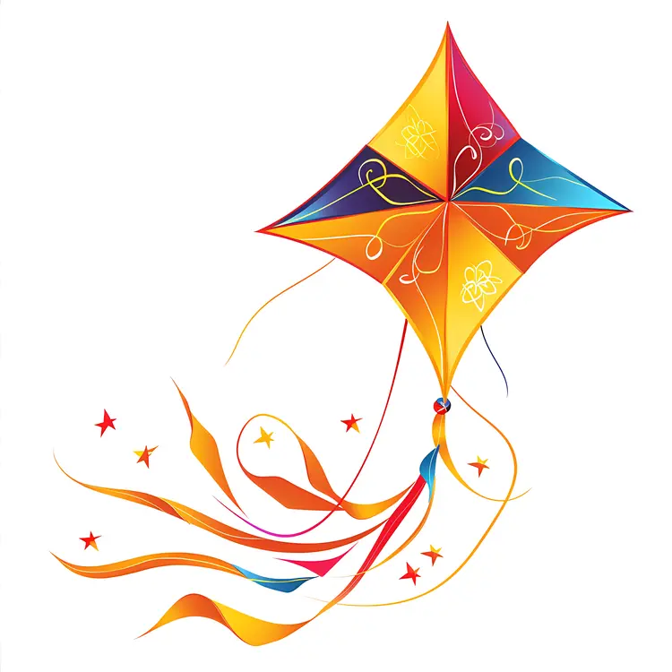 Colorful Kite with Flowing Ribbons