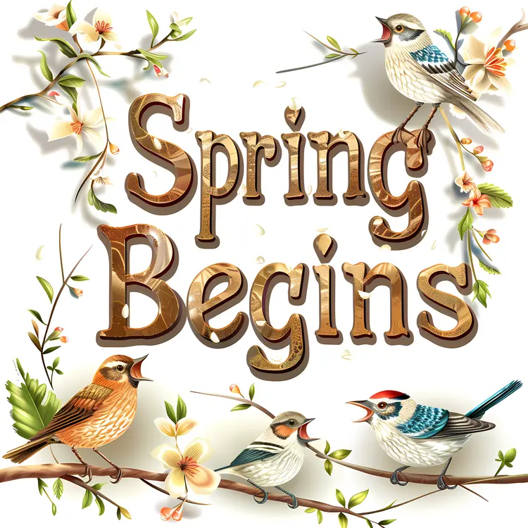 Spring Begins with Birds and Flowers