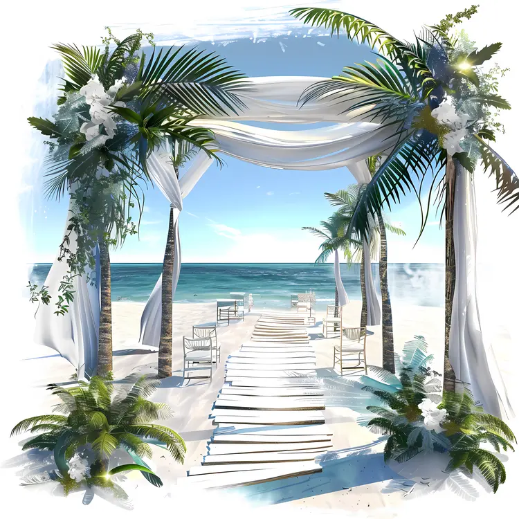 Beautiful Beach Arch with Palm Trees