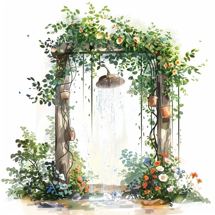 Refreshing Outdoor Shower in a Garden