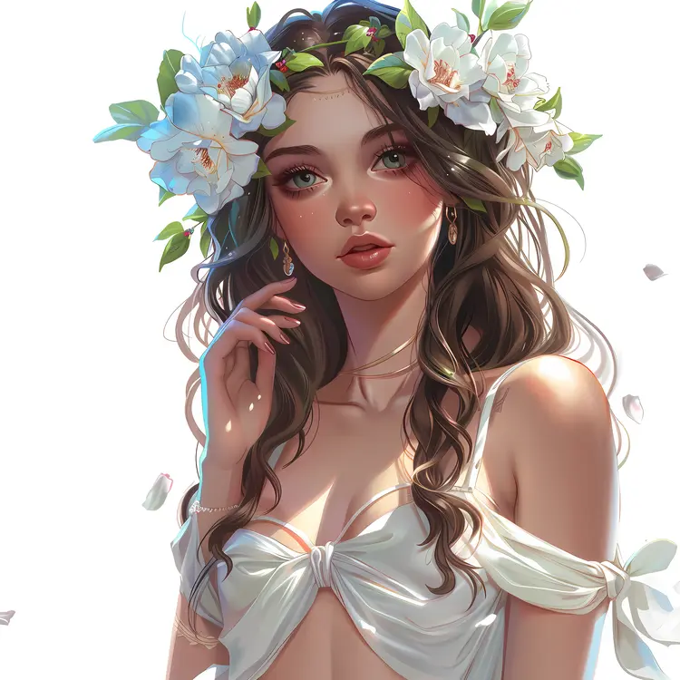 Charming Girl with Floral Headpiece