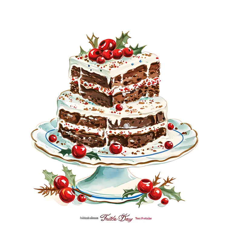 Tiered Fruitcake with Berries and Icing