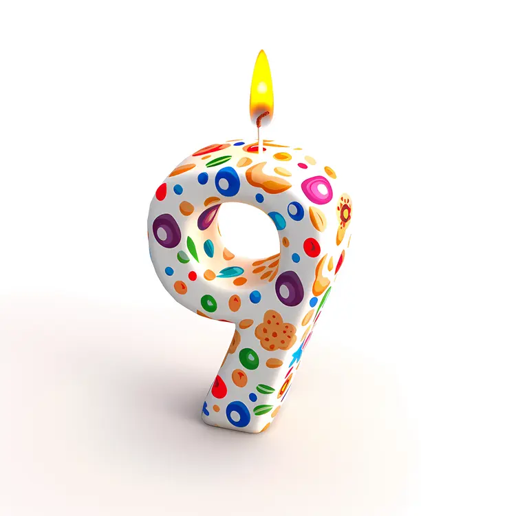 Colorful Number 9 Birthday Candle