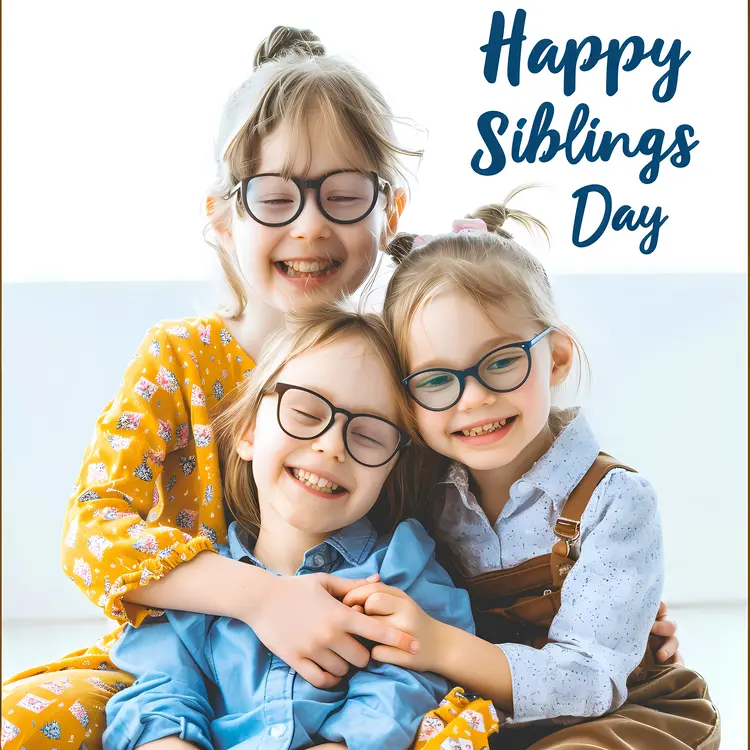 Happy Siblings Day Photo with Three Kids