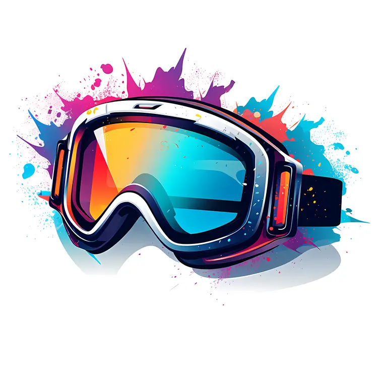 Ski Goggles with Colorful Splash Background