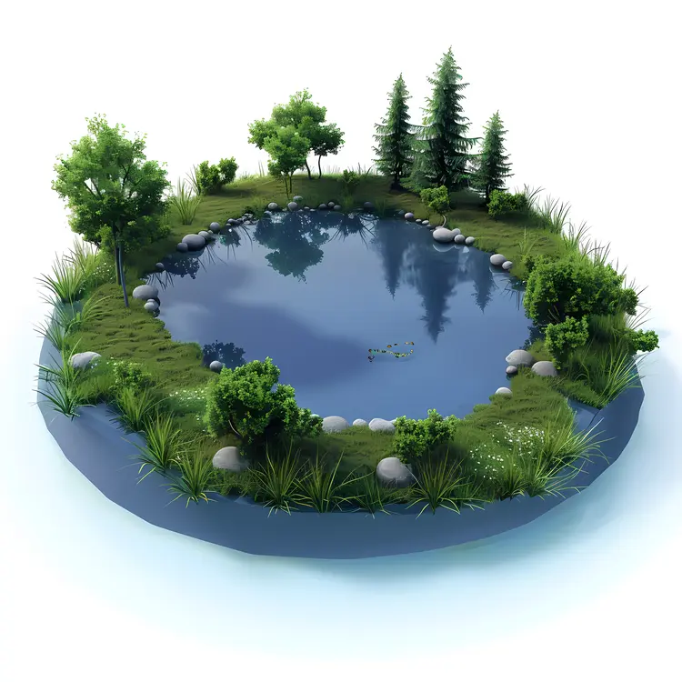 Peaceful Pond with Surrounding Trees