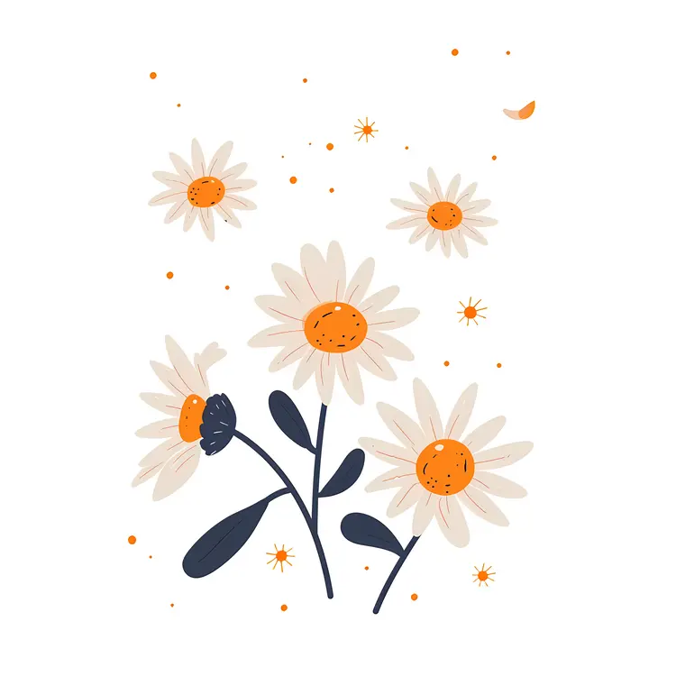 White and Orange Flowers in Bloom