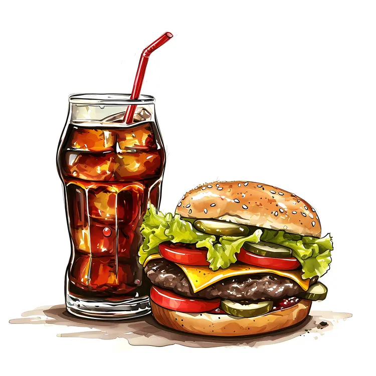 Tasty Cheeseburger and Soda