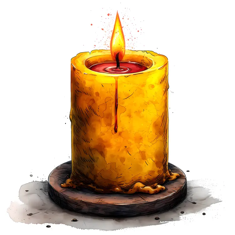 Yellow Candle on a Plate