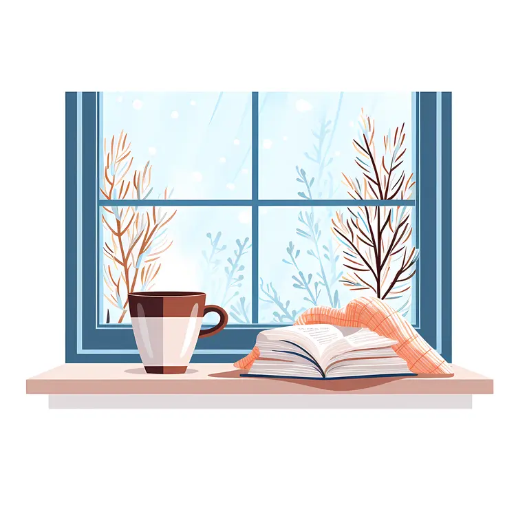 Cup and Book with Blanket by the Window