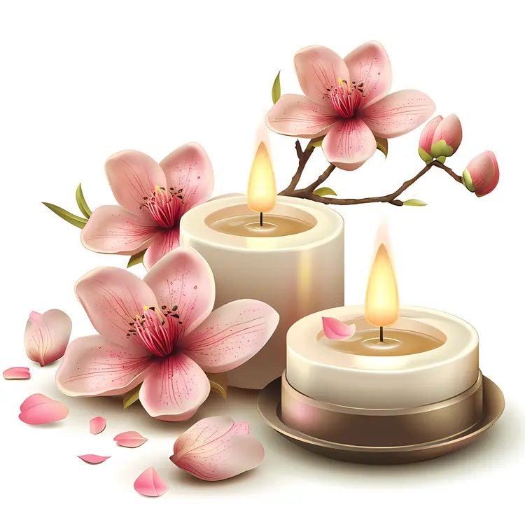 Candles and Blossoms for Relaxation