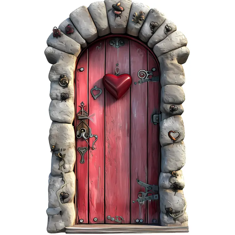 Stone Arch Door with Heart for Valentine's Day