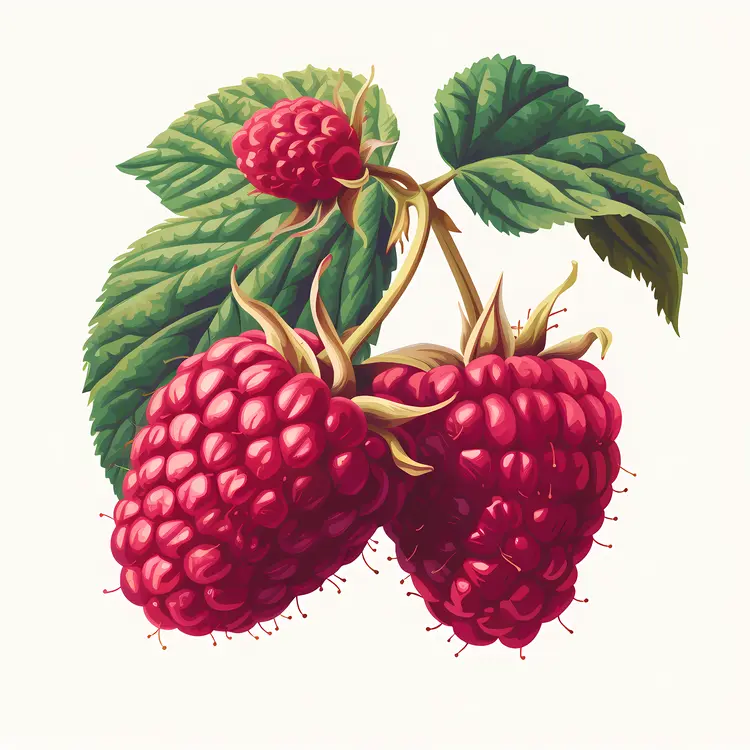 Raspberries with Leaves