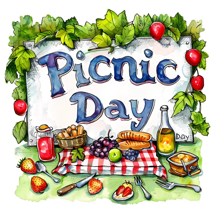 Picnic Day with Bread and Grapes