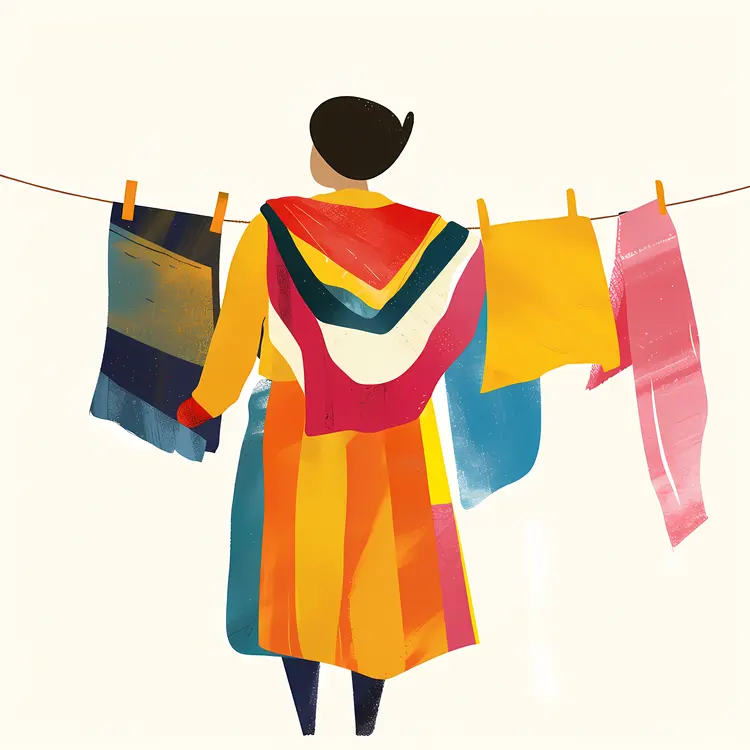 Colorful Clothesline Illustration