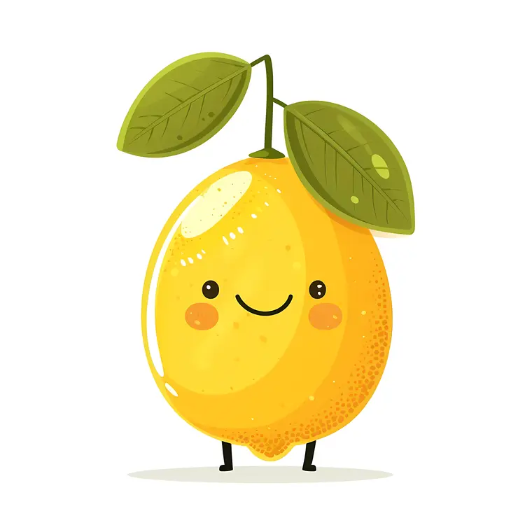 Cute Lemon with Leaf