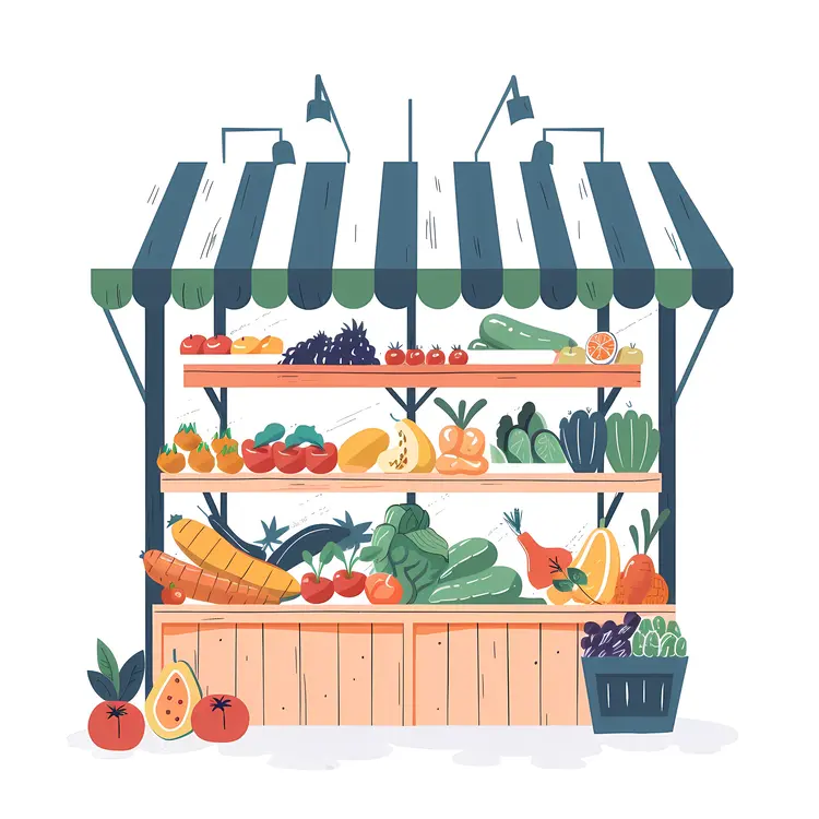 Colorful Fruit and Vegetable Stand