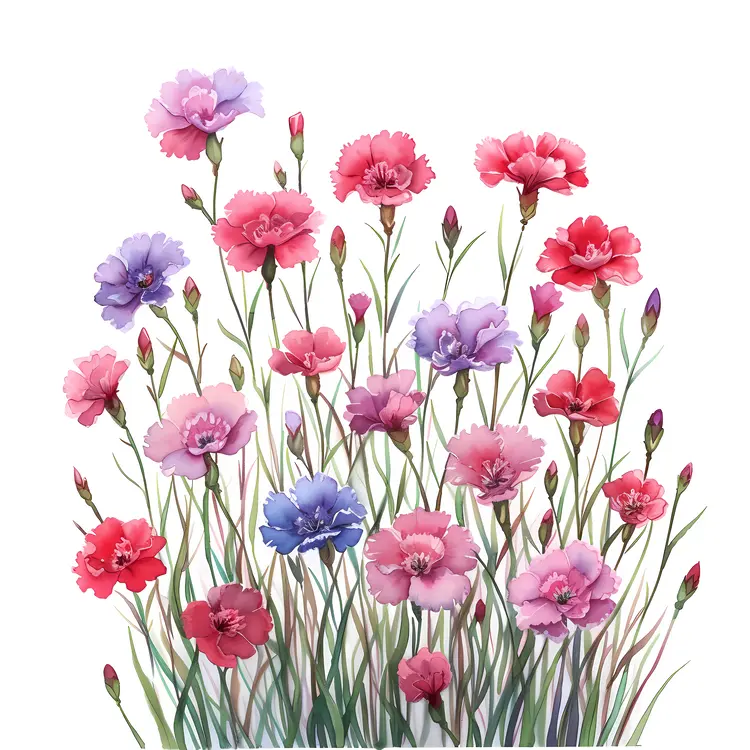 Field of Pink and Purple Flowers