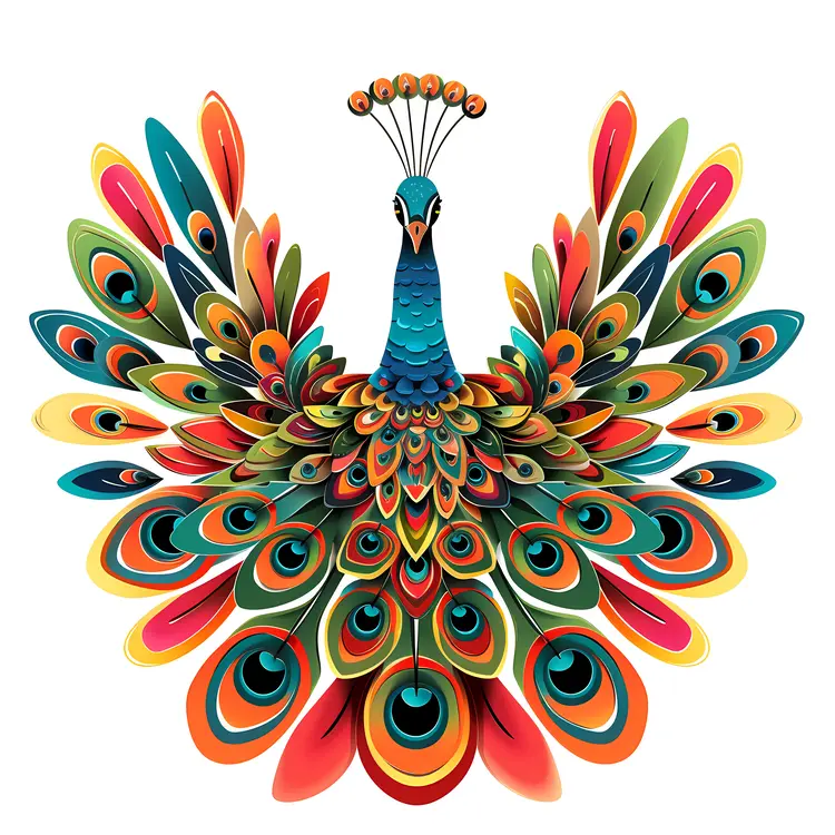 Vibrant Peacock with Spread Feathers