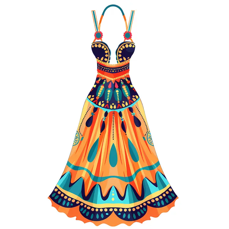 Colorful Bohemian Halter Dress