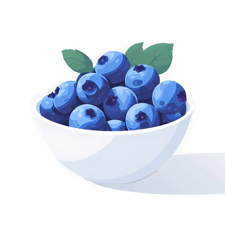 Fresh Blueberries in a Bowl with Leaves