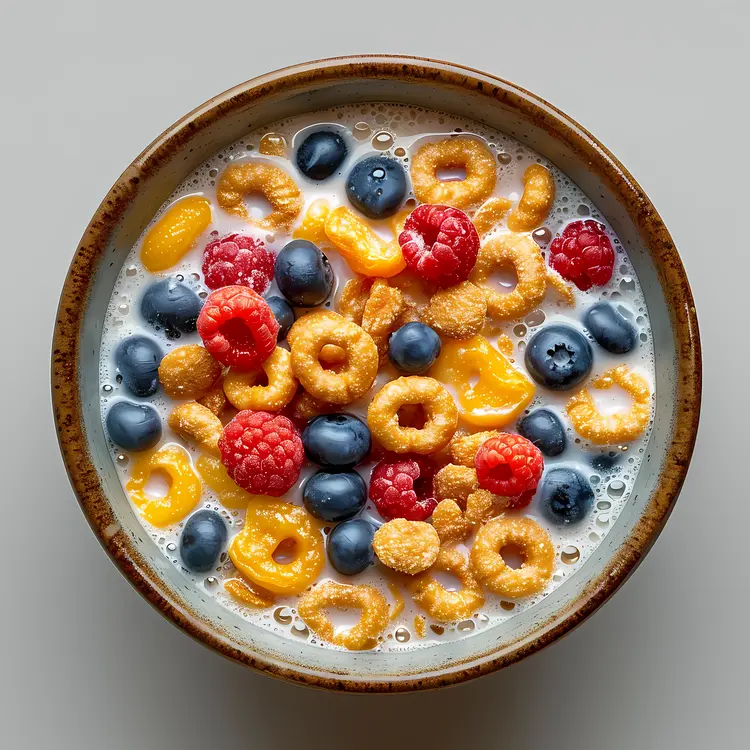 Healthy Cereal with Berries and Milk