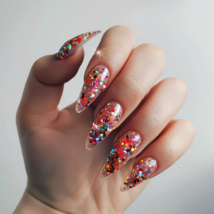 Colorful Glitter Sparkly Nails