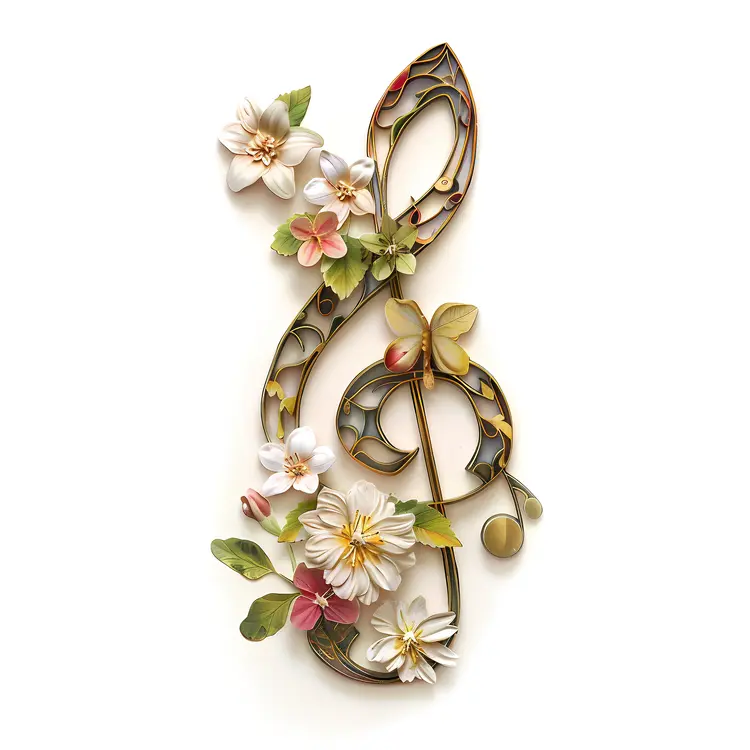 Beautiful Floral Treble Clef Art