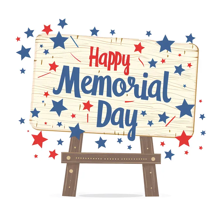 Happy Memorial Day with Wooden Sign
