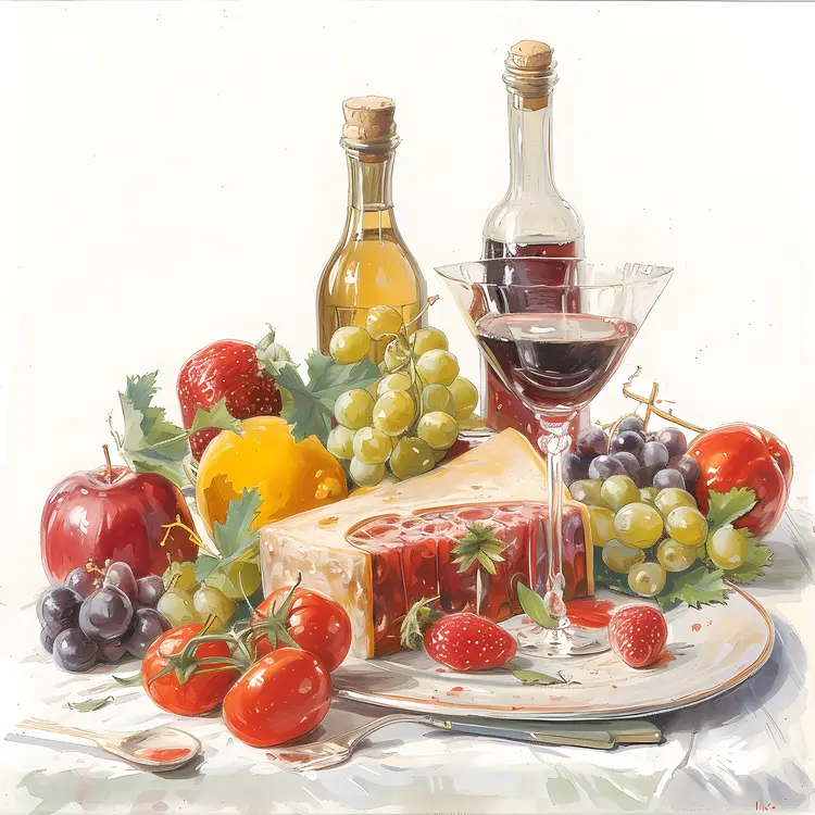 Still Life with Cheese and Wine