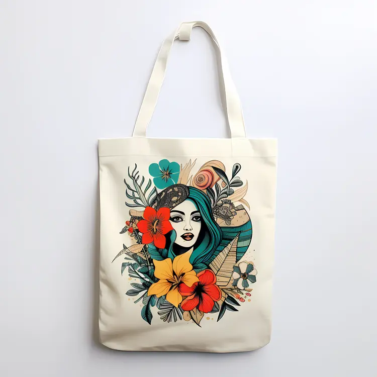 Colorful Woman Portrait Tote Bag