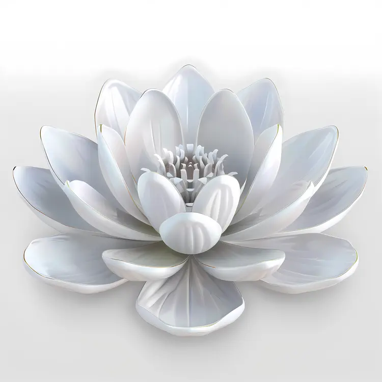White Lotus Flower in Full Bloom