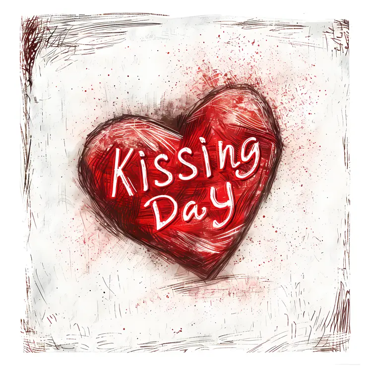 Kissing Day Heart Illustration