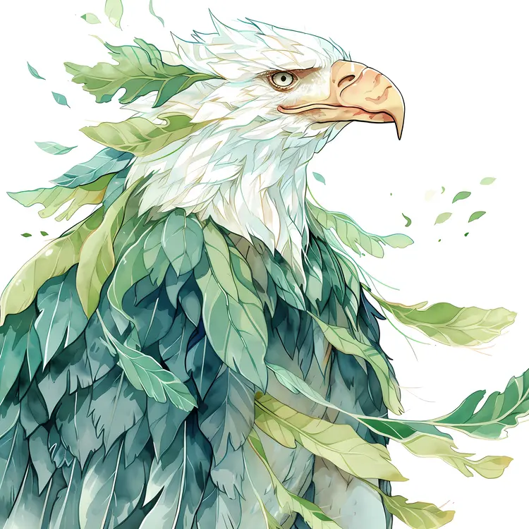 Green Leafy Eagle Illustration