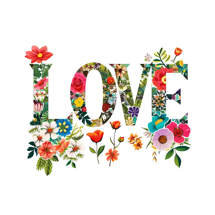 Floral LOVE Text Art