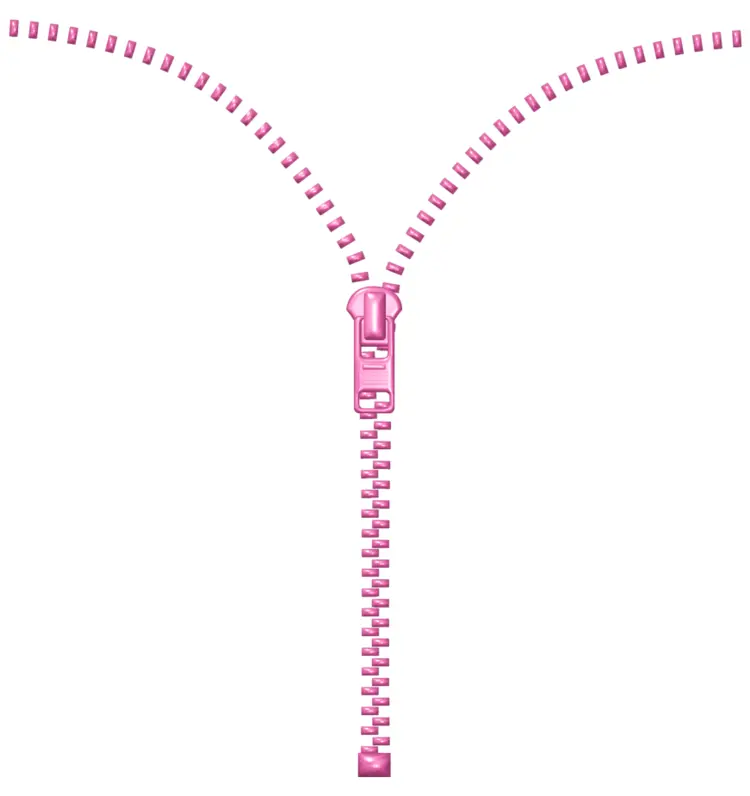 Pink Zipper on Transparent Background