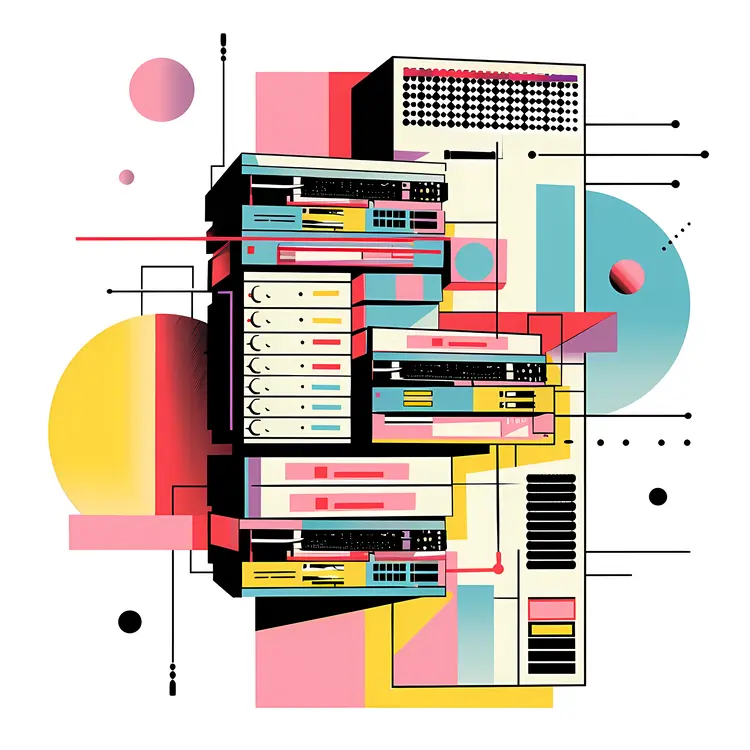 Abstract Server Rack with Colorful Design