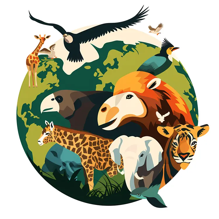 Wildlife Animals on Earth Illustration