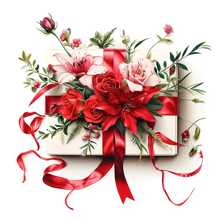 Gift Box with Beautiful Flower Arrangement
