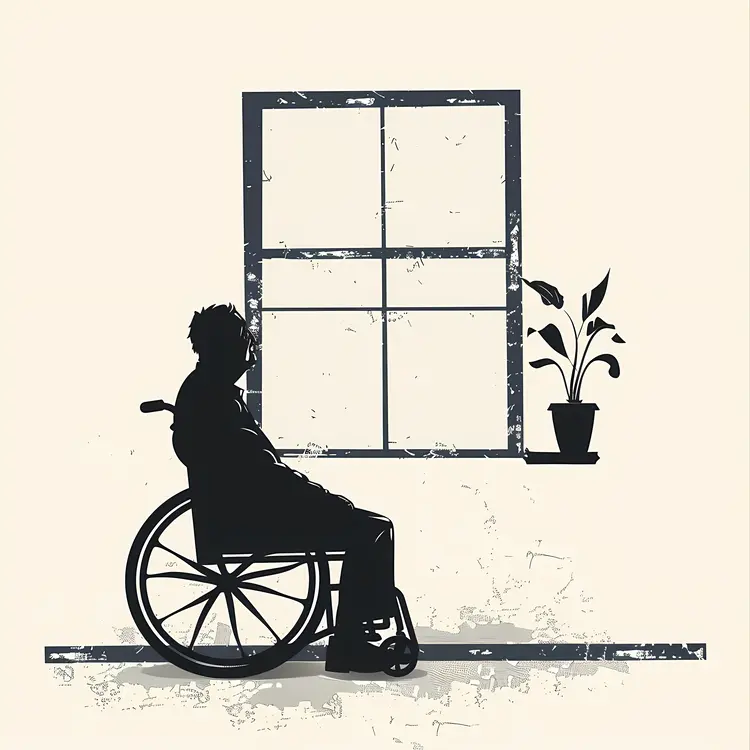 Silhouette of Person in Wheelchair by Window