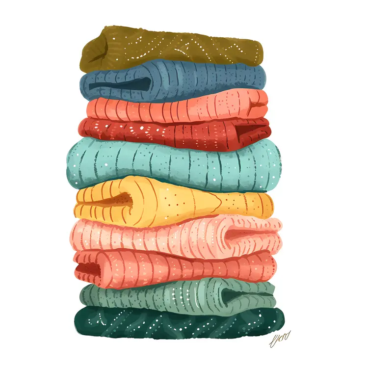 Stack of Folded Sweaters in Various Colors