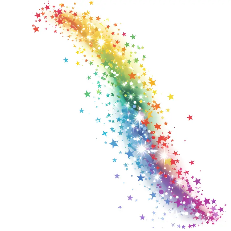 Curved Rainbow Stars Trail