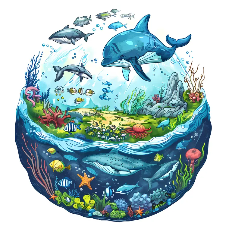 Colorful Underwater Marine Life Illustration