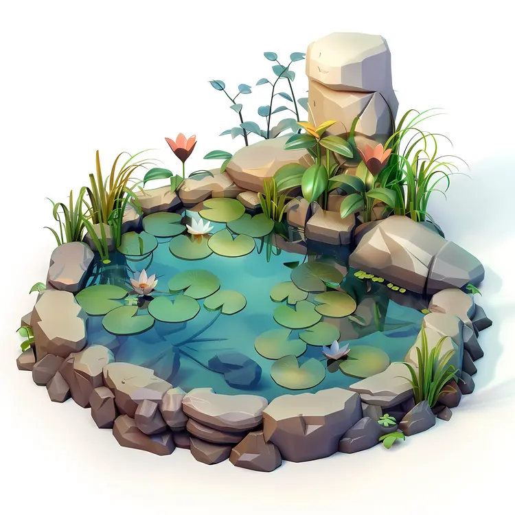 Small Garden Pond with Lily Pads