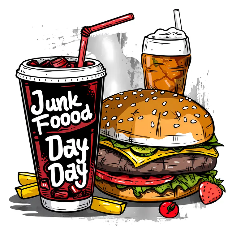 Junk Food Day with Burger and Fries